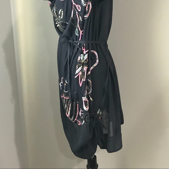 All Saints 100% Silk & Beads Tie Dye Tunic - Picture 7 of 8